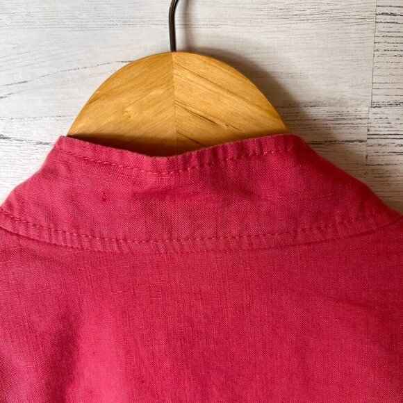 Per Una Blazer Womens Size 10 Faded Pink 100% Flax Linen Ruffles Jacket Natural - Picture 13 of 16